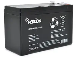 Акумулятор для ДБЖ/інвертора MERLION 12V-9Ah Black (GP1290F2B)