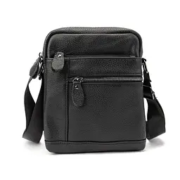 Шкіряний невеликий месенджер на два відділи Tiding Bag M56-2007A чорний - мініатюра 3