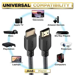 HDMI кабель PowerBear 4K 60Hz 1 м нейлоновый с позолоченными коннекторами - миниатюра 3