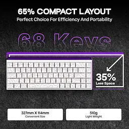 Ігрова механічна дротова клавіатура Ajazz NK68 / Red Switch / 65% / RGB / White Lines - мініатюра 3