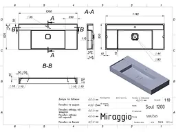 Умивальник Miraggio SOUL 1200 (8813398) Mirasoft, Матовий, Підвісний, Білий - мініатюра 2