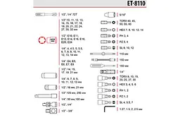 Набір ручних інструментів Intertool Storm ET-8110 1/4" x 1/2" у наборі 110 предметів - мініатюра 6