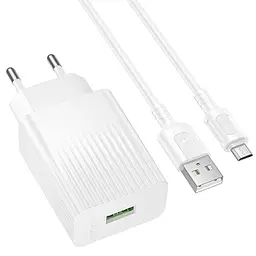 МЗП Borofone BAS72A Source QC3.0 (1USB-A) + кабель USB to MicroUSB White - мініатюра 5