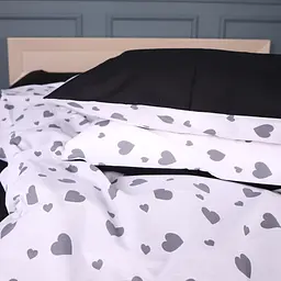 Простирадло MirSon Kids Time 17-0669 Black and White Love бязь 150х200 см (2200010180589) - мініатюра 6