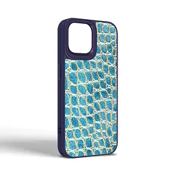 Кожаный чехол для Apple iPhone 15, Harder Crocosaur, синий, термополиуретан ТПУ + экокожа с текстурой крокодила, панель, защита корпуса, противоударный, микрофибра, рамка вокруг камеры, защита всего корпуса, (ARM76700) - мініатюра 2