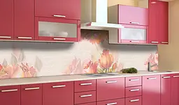 Вініловий кухонний фартух Пастельні троянди наклейка для кухні ПВХ Квіти Червоний 60х200 см Happy Pocket Z181588