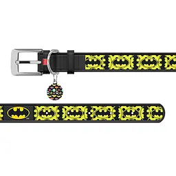 Нашийник для собак шкіряний Waudog Design з QR-паспортом "Бетмен4" L Ш 25 мм Д 38-49 см чорний - мініатюра 3