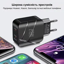 Зарядний пристрій XON PowerCharge 40W (PD20) USB Type-C (PCWC040020A0С2B 6099) Чорний - мініатюра 3