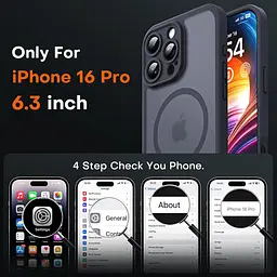 Магнітний чохол TOCOL для iPhone 16 Pro та 2 захисні скла з підтримкою MagSafe протиударний з захистом камери чорний матовий (SKU-058) - мініатюра 3