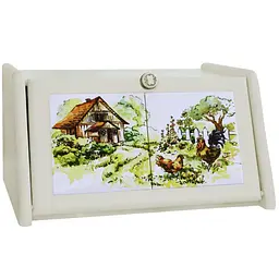Хлібниця дерев'яна Mazhura Будинок у селі 40.5x30.5x21 см біла (mz508556)