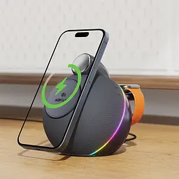 Портативна колонка ACEFAST K10 Air speaker with wireless charger Metal Grey - мініатюра 5