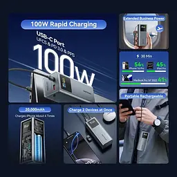 Акумулятор зовнішній (павербанк) Vention 20000mAh 100W (FKC) - мініатюра 5