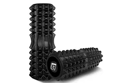 Масажний ролик Grid Roller 33 см v.1.2 із заглушками із двох сторін (чорний) EasyFit fit0024998 - мініатюра 3