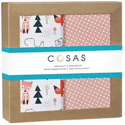 Пелюшки дитячі багаторазові Cosas Wood Animals 2 шт 80х100 см (Бязь_ЗвіріЛісовіОранж_ГорохТеракот)
