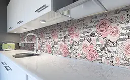 Кухонний фартух Вінтажні Троянди вінілова для кухні 65х250 см Абстракція Рожевий Happy Pocket Z183911 - мініатюра 5