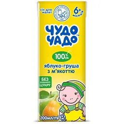 Сок Чудо-Чадо Яблочно-грушевый с мякотью, 200 мл