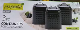 Набір металевих ємностей Maestro MR-1676-3S-BLACK для чаю кави та цукру Комплект з трьох баночок 900мл - мініатюра 3