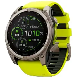 Смарт-годинник Garmin Fenix 8 51mm Solar Sapphire Titanium w. Amp Yellow/Graphite Silicone Band (010-02907-20/21)