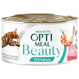 Влажный корм для кошек Optimeal Beauty Fitness Полосатый тунец в соусе с креветками 70 г (B2782301)