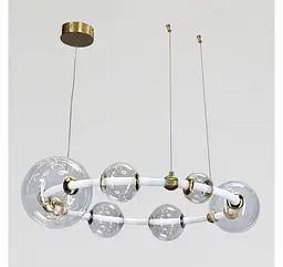 Підвісна LED люстра-кільце Artlight 81991/D730 біла з латунню та скляними плафонами діаметром 72 см - мініатюра 2