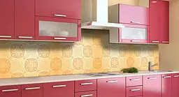 Кухонний фартух Happy Pocket Кола Орнамент ПВХ 60х200 см самоклеючий вініловий Абстракція Помаранчевий Z183896 - мініатюра 3