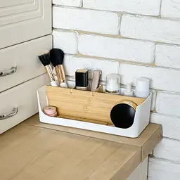 Органайзер для дрібниць МВМ My Home Scandinavia 26х12х8.5 см білий (FH-45 WHITE/WOOD) - мініатюра 5