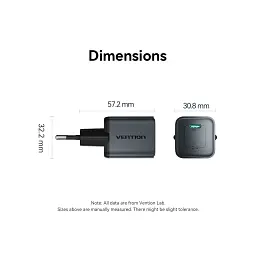 Зарядний пристрій Vention USB-C PD20W GaN gray (FEVH0-EU) - мініатюра 12