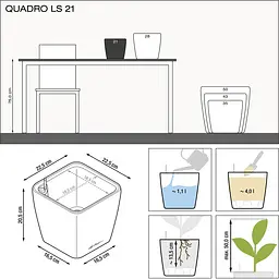 Вазон Lechuza Quadro Premium LS 21 червоний (16127) - мініатюра 4
