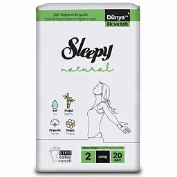 Прокладки гігієнічні Sleepy Natural Long (280 мм) 6 крапель 20 шт. еко прокладки