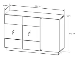 Комод з вітриною Perfect Home Арко / Arco 3-дверний 3D2W/138 Білий глянець/дуб грандсон (PFH-091034) - мініатюра 5