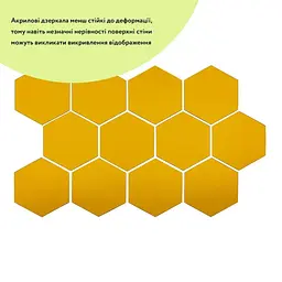 Дзеркальний декор Wall Sticker SW-00002518 акриловий самоклеючий 150х175 мм 12 шт. золото - мініатюра 3