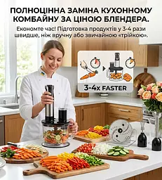 Блендер занурювальний 3в1 Rainberg Multifunction Blender 1600 Вт Grey - мініатюра 10