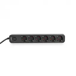 Мережевий подовжувач Videx Oncord з/з 6 п 3 м (3x1.5 мм) з кнопкою чорний (VF-PD63G-B) - мініатюра 2