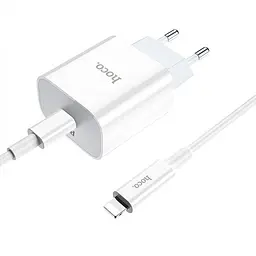 Мережевий зарядний пристрій 1Type-C Hoco C76A PD 20W White + Cable Type-C to Lightning - мініатюра 5