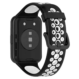 Силіконовий ремінець Primolux Perfor Classic для смарт-годинника Huawei Watch Fit 2- Black White - мініатюра 2