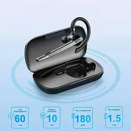 Bluetooth гарнітура New Bee M53 Black з шумоподавленням і зарядним кейсом з тривалим часом роботи - мініатюра 4