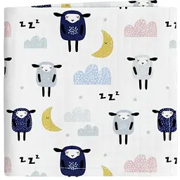 Муслінова пелюшка Cosas Sheeps 110х150 см різнобарвна (MuslinDiapers_SheepBlueSkyeyGrey_110x150)
