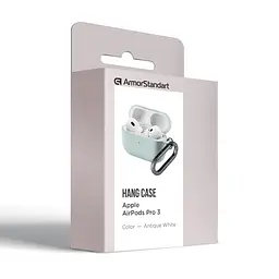 Силіконовий чохол для навушників Apple AirPods Pro 3, Hang Case, білий, ультратонкий захисний кейс товщиною 2 мм, захист від подряпин, пилу та ударів, компактний, з карабіном для кріплення, ArmorStandart (ARM88285) - мініатюра 8