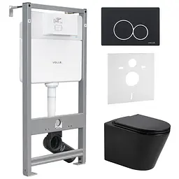 Комплект інсталяція 4 в 1 Volle Master Evo 212010+222123 + унітаз Volle Nemo Black Rimless 13-17-316 Black з сидінням Soft Close, Чорний матовий