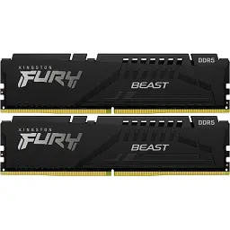Модуль пам'яті для комп'ютера DDR5 32GB (2x16GB) 5200 MHz Beast Black Kingston Fury (ex.HyperX) (KF552C40BBK2-32) - мініатюра 1
