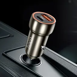 Адаптер автомобільний HOCO Z46A Blue whale car charger авто зу 2 виходи коричневий - мініатюра 5