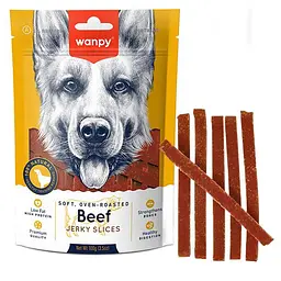 Wanpy Soft Beef Jerky Slices ВАНПІ В’ЯЛЕНА ЯЛОВИЧИНА З КАЧКОЮ СЛАЙСИ лакомство для собак, 100 г