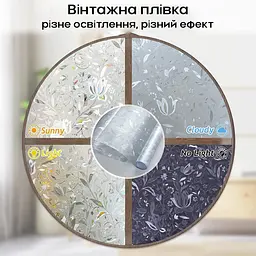 Самоклеюча плівка на скло рулон 2 м вітражна, квіти - мініатюра 10