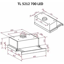 Витяжка Perfelli TL 5212 BL 700 LED телескопічна - мініатюра 11