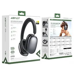 Навушники бездротові Acefast накладні H9 active noise cancelling wireless headset ANC темно сірі - мініатюра 2
