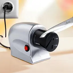 Електрична точилка для заточування ножів та ножиць ELECTRIC SHARPENER Silver, Kitchen Master Сірий 86963 - мініатюра 7