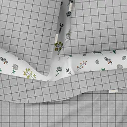 Комплект постільної білизни Cosas полуторний з простирадлом на резинці GREY GEOMETRY CS9 160 x 220 см (CellAshgrey_El-FoliageBirds_160) - мініатюра 3