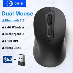 Бездротова аккумуляторна мишка M520 2,4 ГГц + BT5.2 1600DPI Black  - мініатюра 2