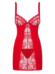 Сорочка і стрінги Obsessive Heartina L/XL червоний - мініатюра 5
