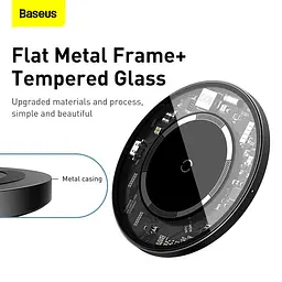 Зарядний пристрій Qi BASEUS Simple Magnetic Wireless Charger (набір для IP12) 15 W (WXJK-E01) чорний - мініатюра 2